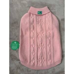 NWT To A Turn Pink Cable Knit Turtleneck Dog Sweater XL 23-33 lbs